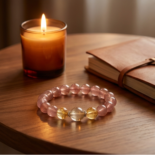 Citrine and Strawberry Quartz for love