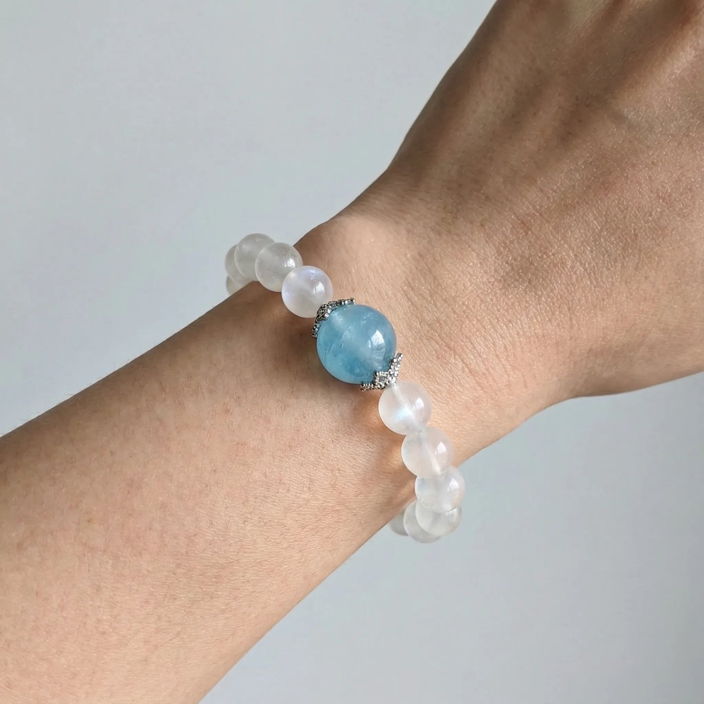 Blue Moonstone with Aquamarine Bracelet