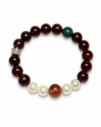 Garnet & Orange Rabbit Hair Quartz & Pearl