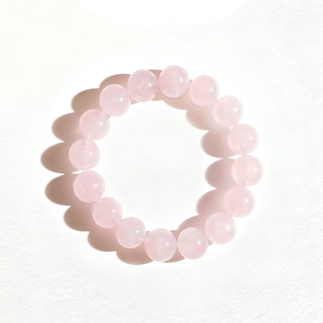 Pink Bubble Quartz Madagascar rose quartz love and healing bracelet handmade by IvyBleu