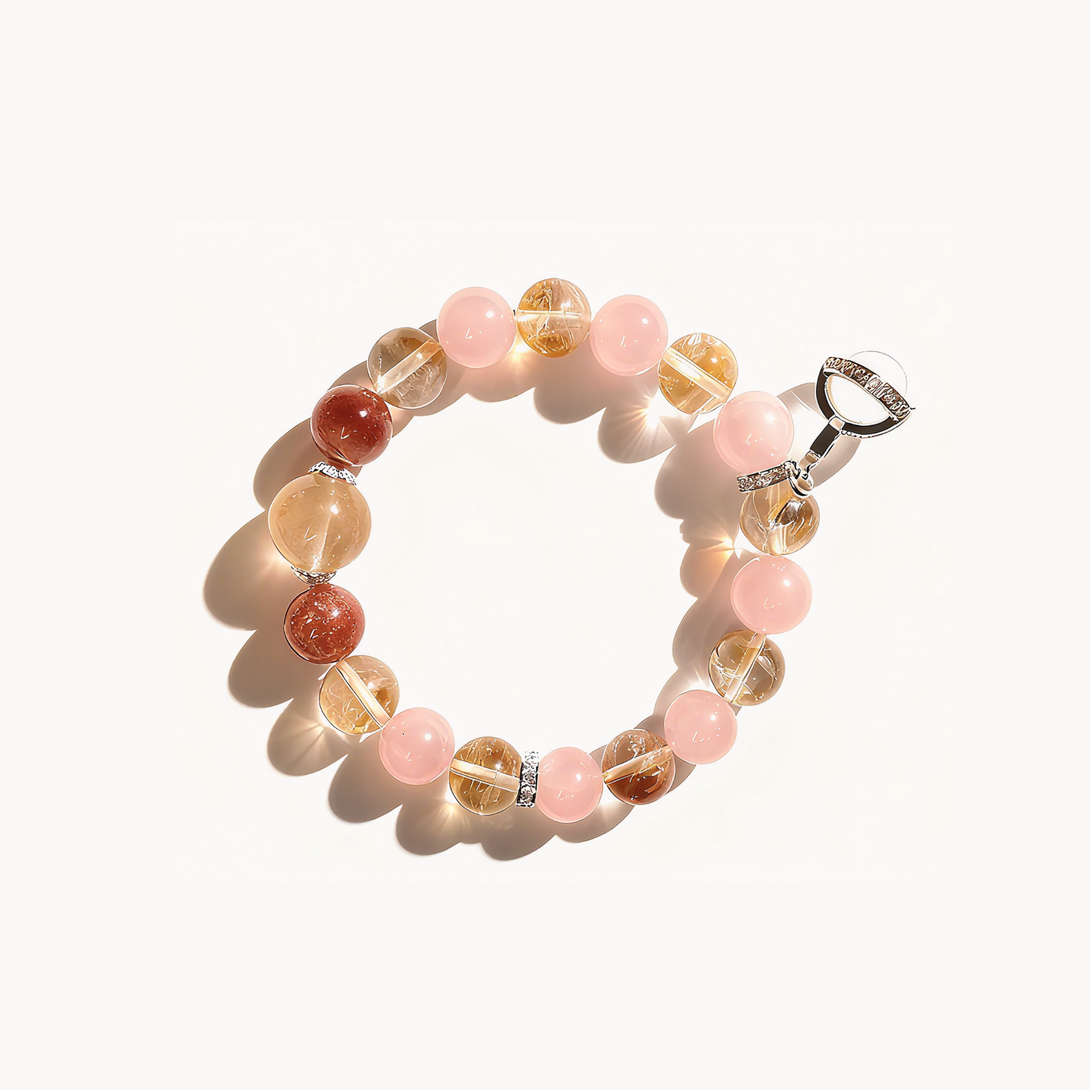 Golden Rutilated Quartz, Sunstone and Citrine confidence and success bracelet Ophelia Lumière by IvyBleu