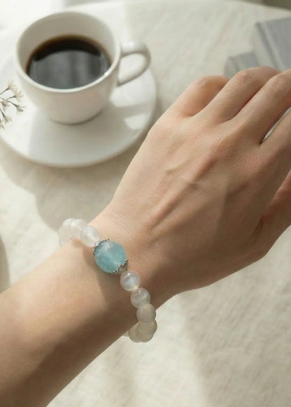 Blue Moonstone with Aquamarine Bracelet