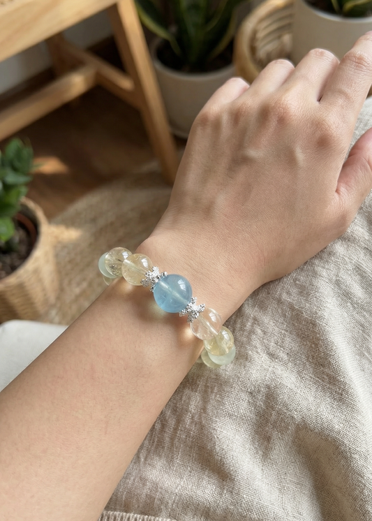Premium Lemon Citrine with Aquamarine Bracelet