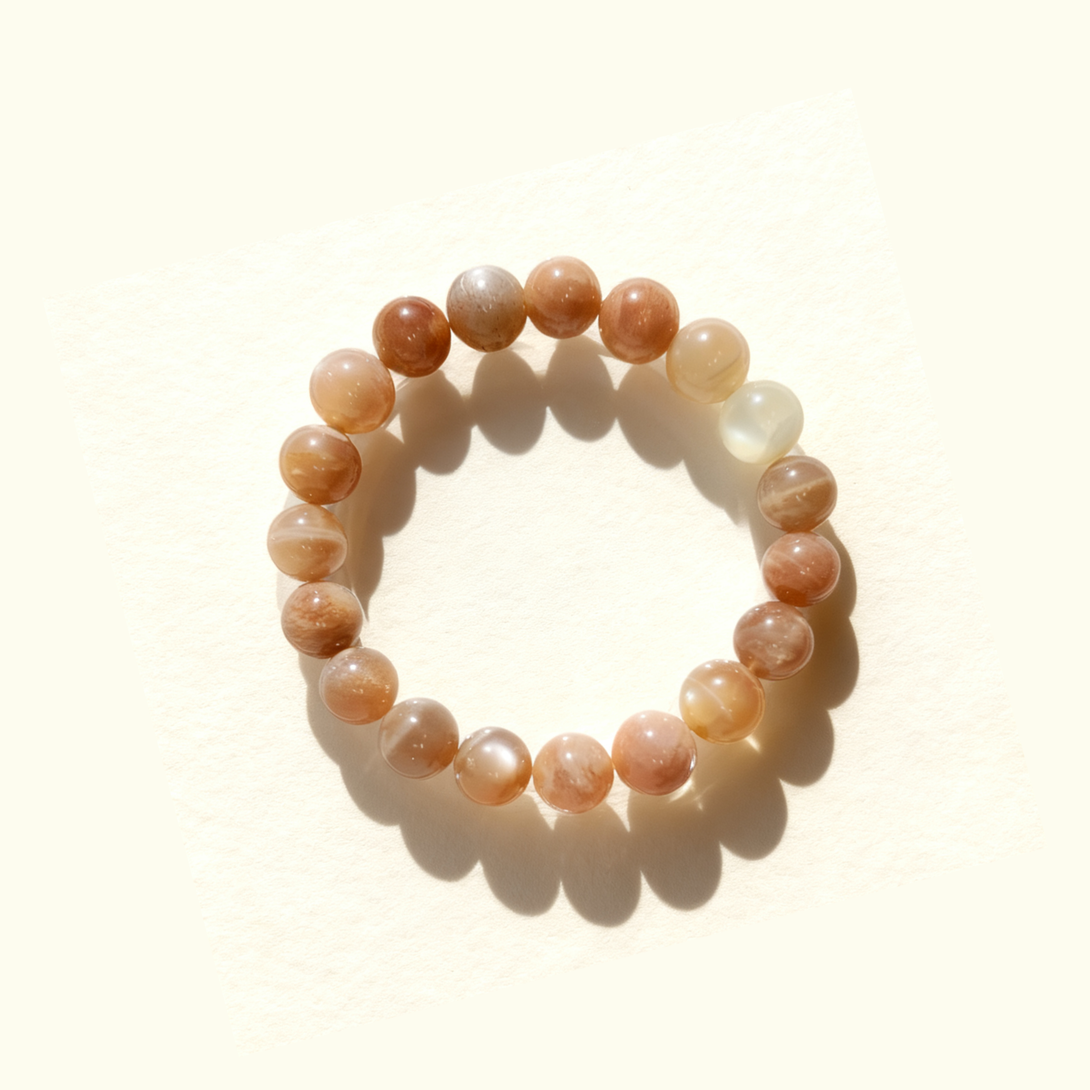 Sunstone radiance bracelet handmade with natural gemstones IvyBleu energy jewelry