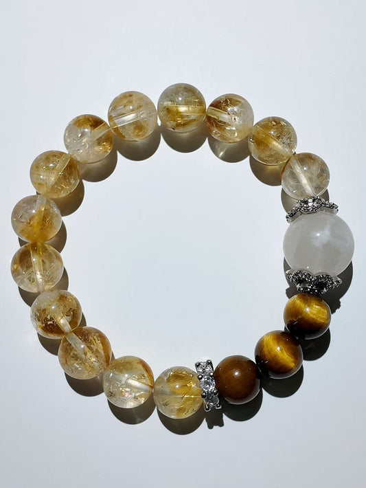 Citrine with Tiger’s Eye & Phantom Quartz Bracelet