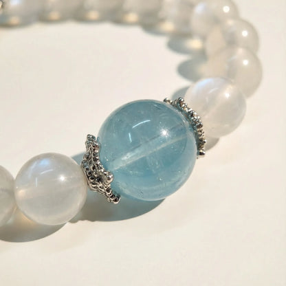Blue Moonstone with Aquamarine Bracelet
