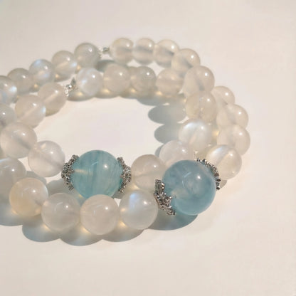 Blue Moonstone with Aquamarine Bracelet