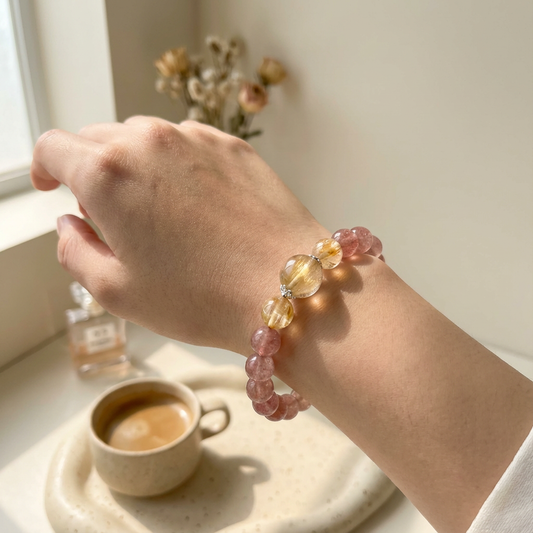 Citrine and Strawberry Quartz for love