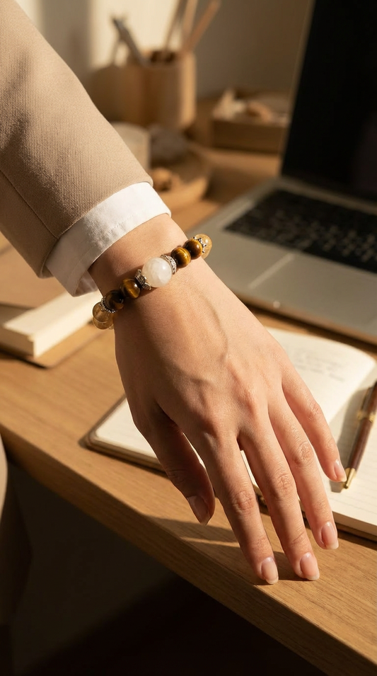 Citrine with Tiger’s Eye & Phantom Quartz Bracelet