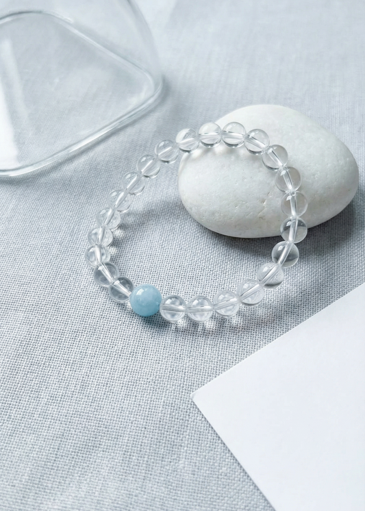 Clear Quartz with Aquamarine Bracelet