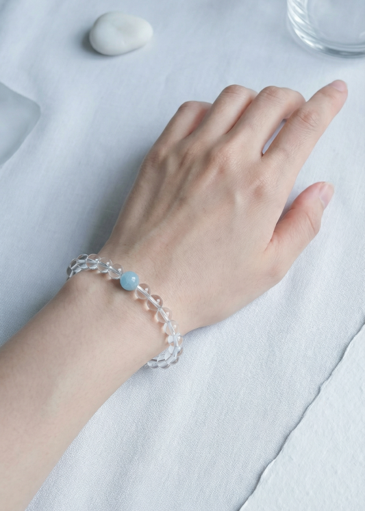 Clear Quartz with Aquamarine Bracelet