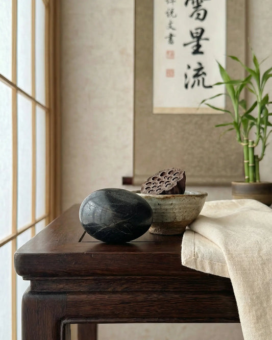 Natural Black Tourmaline Palm Stone