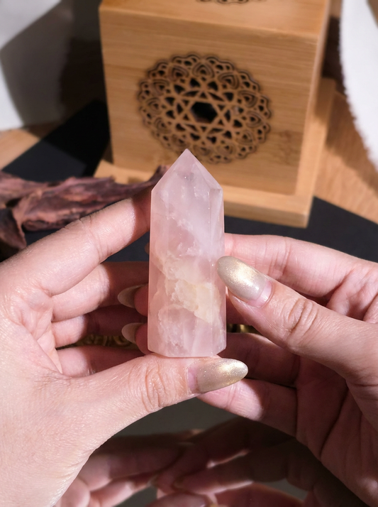 Natural Rose Quartz Hexagonal Tower