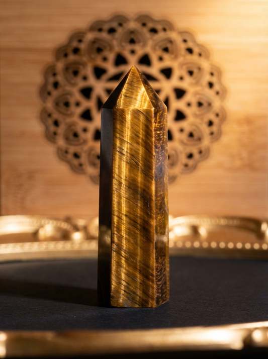 Natural Tiger’s Eye Hexagonal Tower