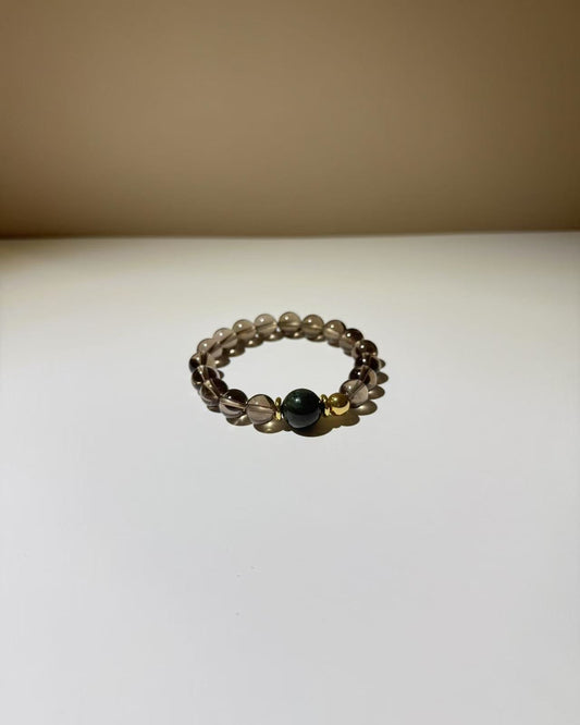 Smoky Quartz with Green Rutilated Quartz Bracelet