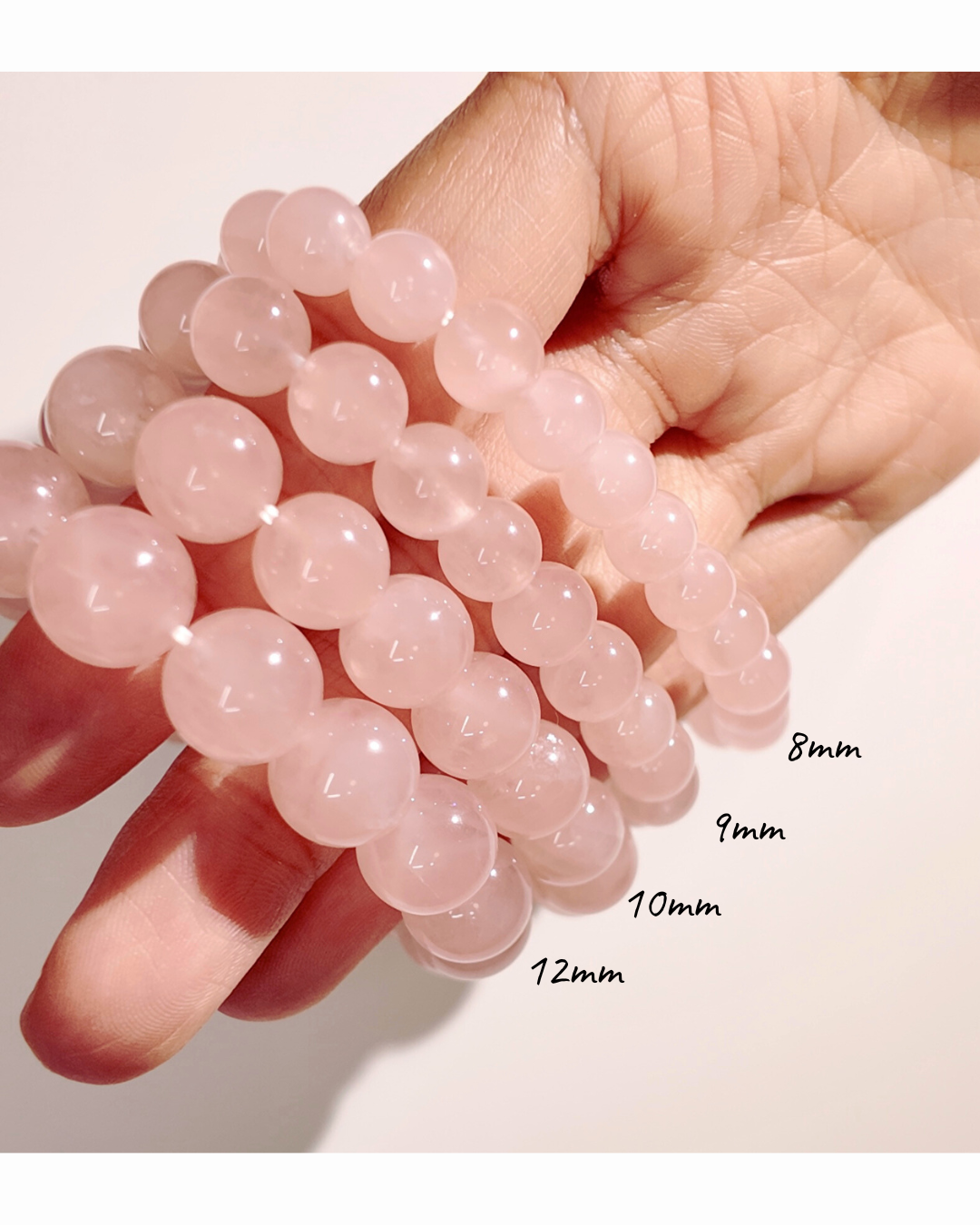 Pink Bubble Quartz bracelets in 8mm 9mm 10mm 12mm sizes IvyBleu