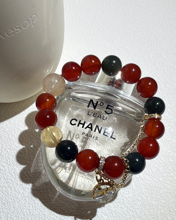 Red Agate · Hotan Jade · Yellow Citrine  Merry Charm Bracelet - 圣诞好运手链