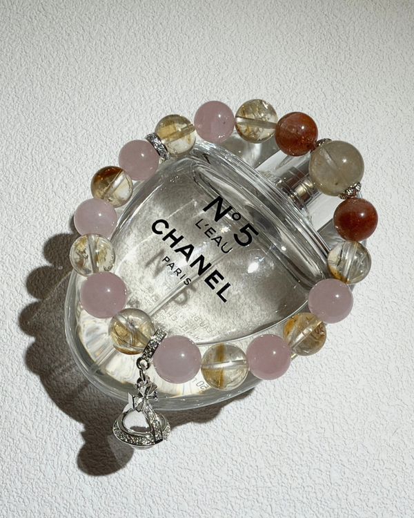 Golden Rutilated Quartz, Sunstone & Citrine Bracelet